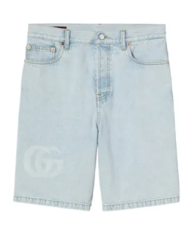 Lasered Denim Shorts
