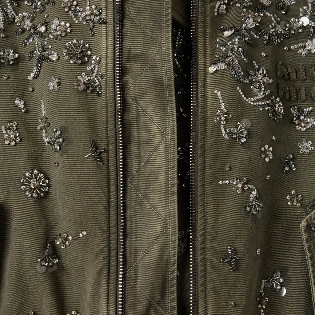Miu Miu Floral-Embroidered Zipped Bomber Jacket