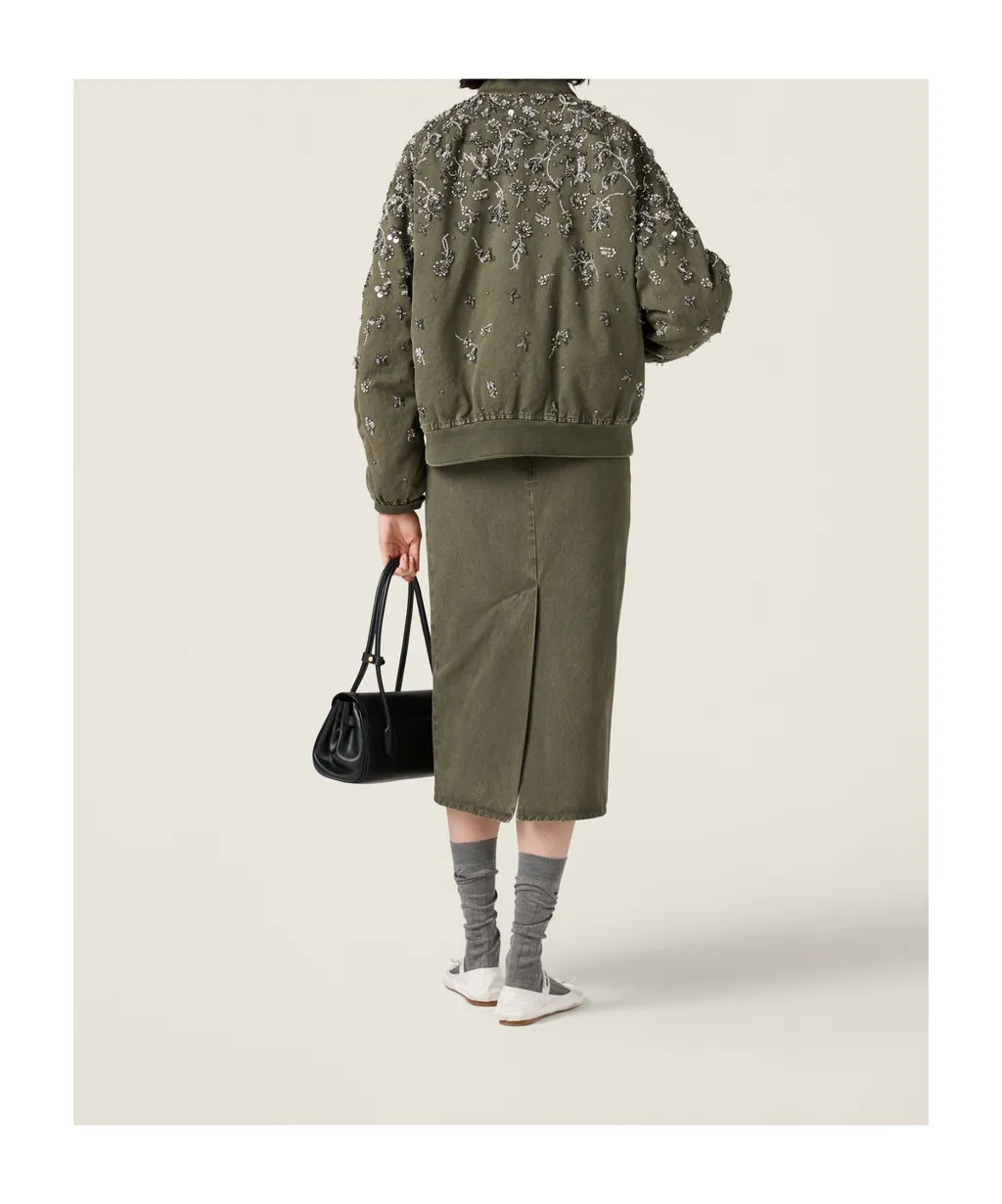 Miu Miu Floral-Embroidered Zipped Bomber Jacket