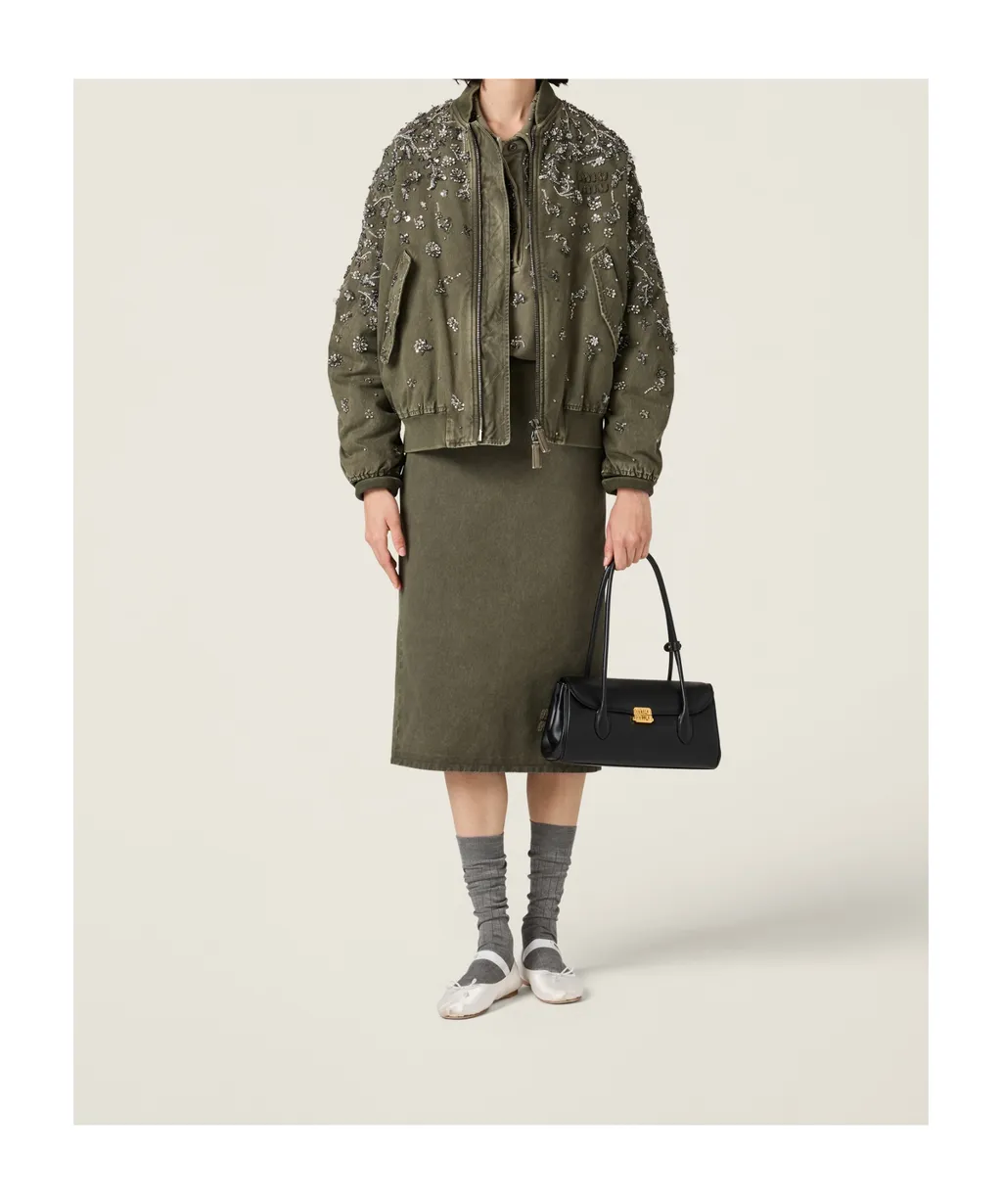 Miu Miu Floral-Embroidered Zipped Bomber Jacket