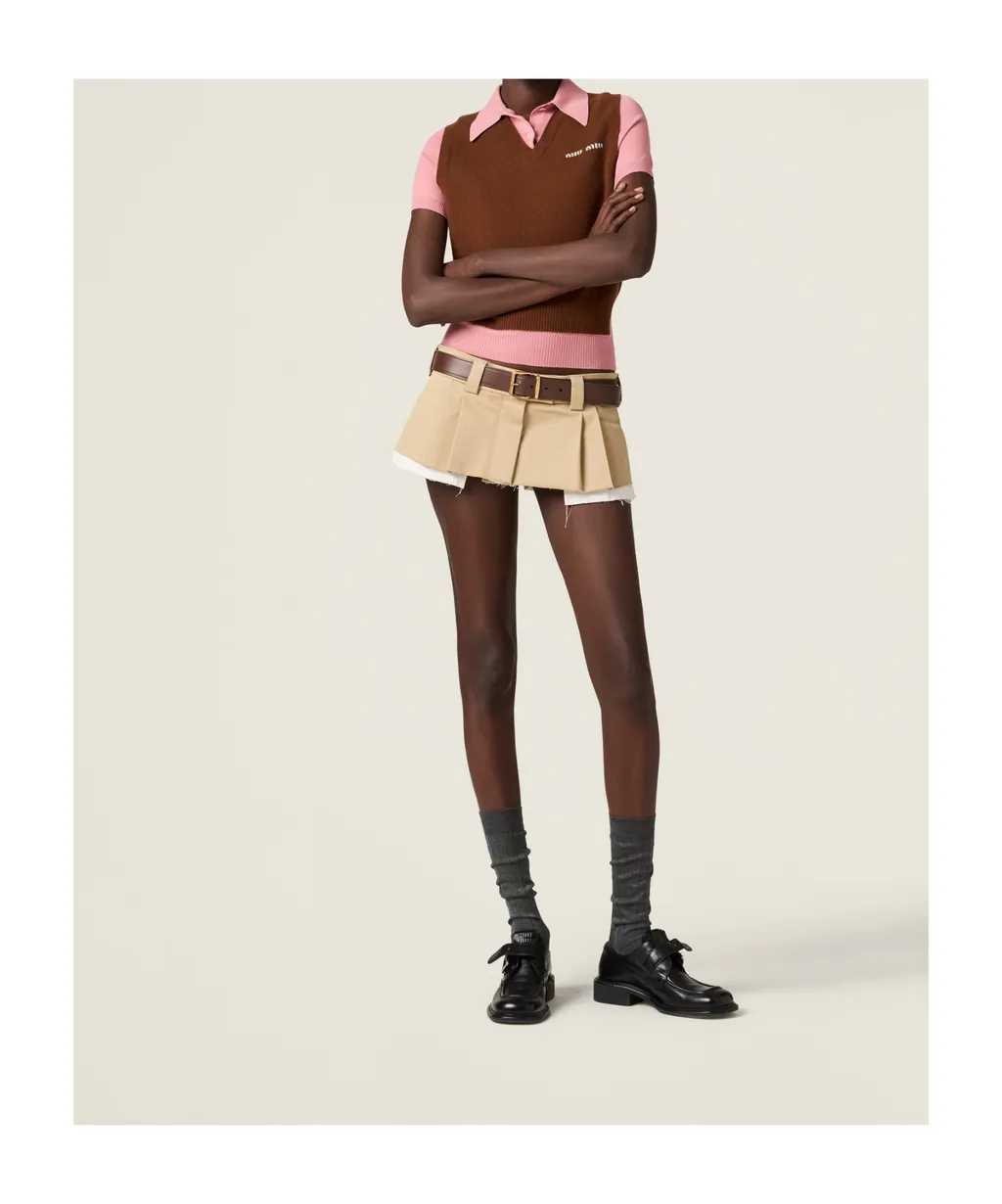 Miu Miu Logo-Intarsia Knitted Polo Top