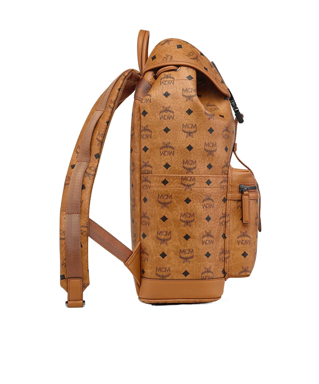 Mcm Monogram Printed Buckled Backpack