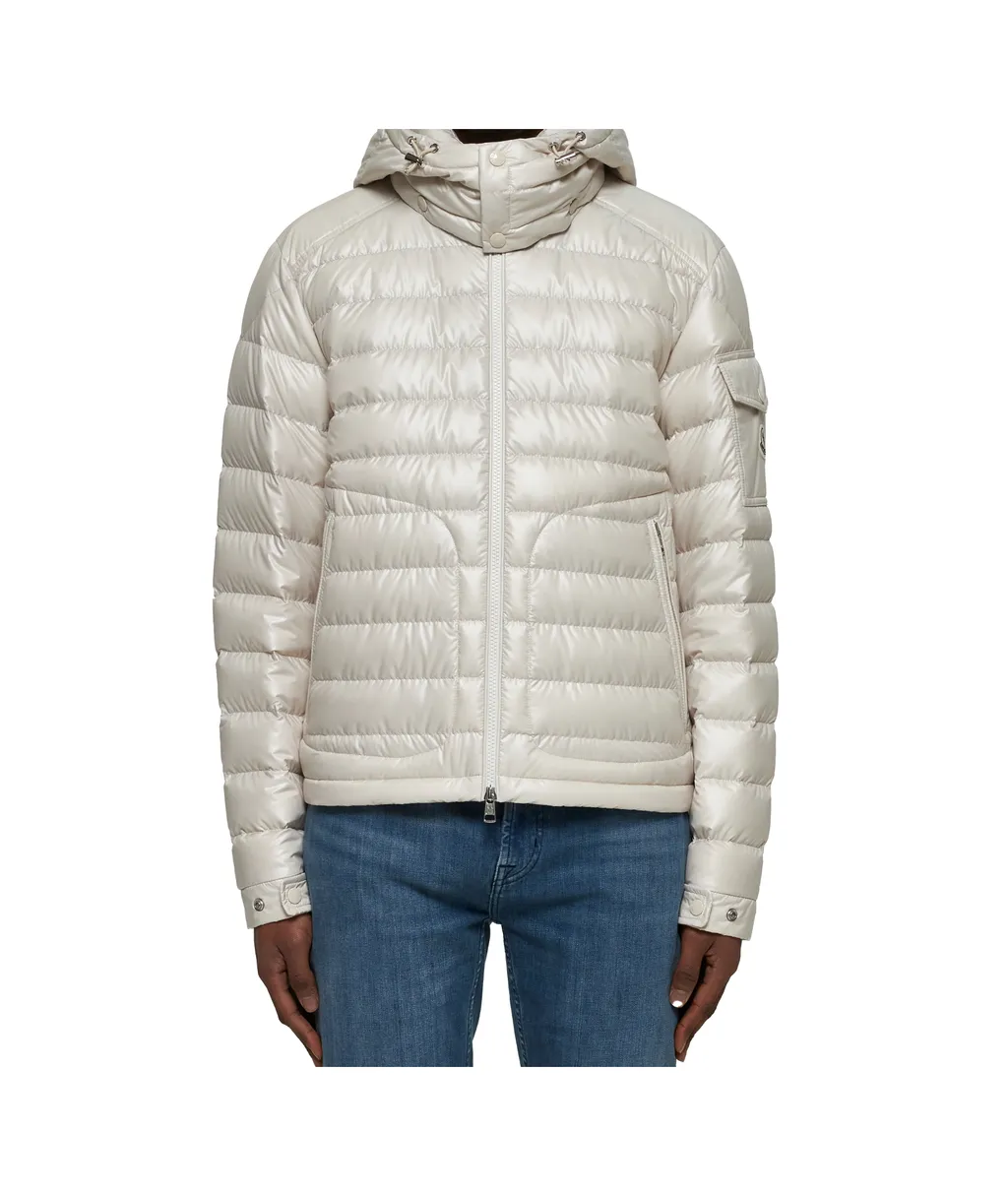 Moncler Lauros Logo Patch Zip-Up Hooded Jacket