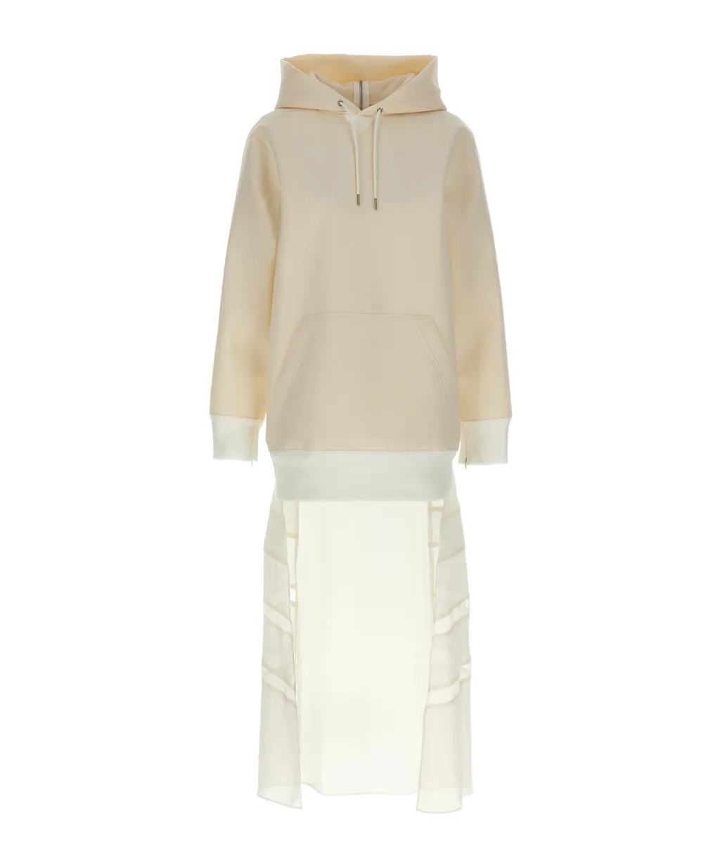 Sacai Suiting Bonding Mix Hooded Dress