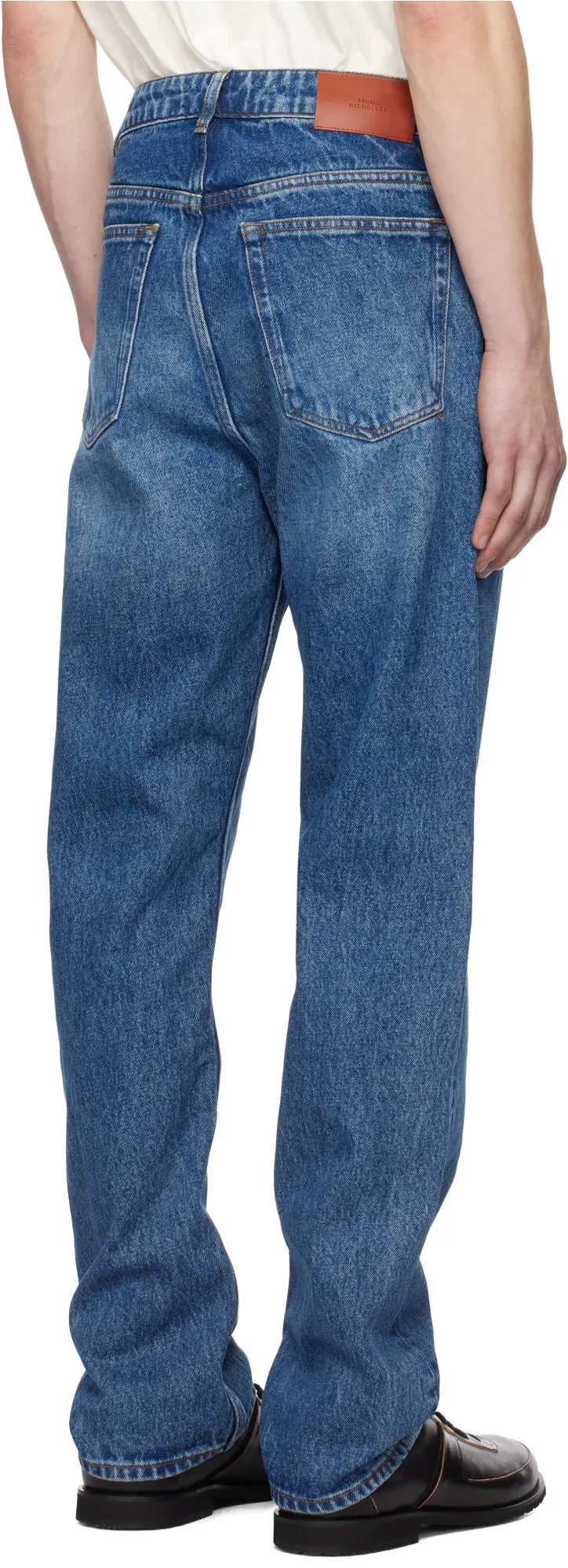Studio Nicholson Riso Logo Patch Straight Leg Jeans