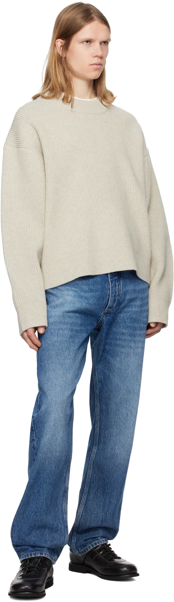 Studio Nicholson Riso Logo Patch Straight Leg Jeans