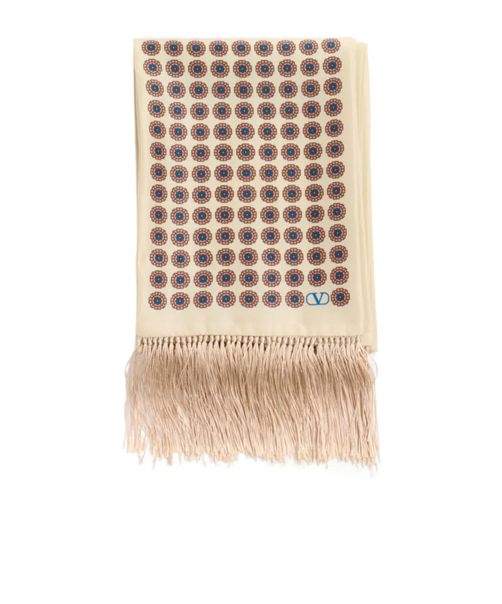 Valentino Garavani Patterned Fringe Detailed Scarf