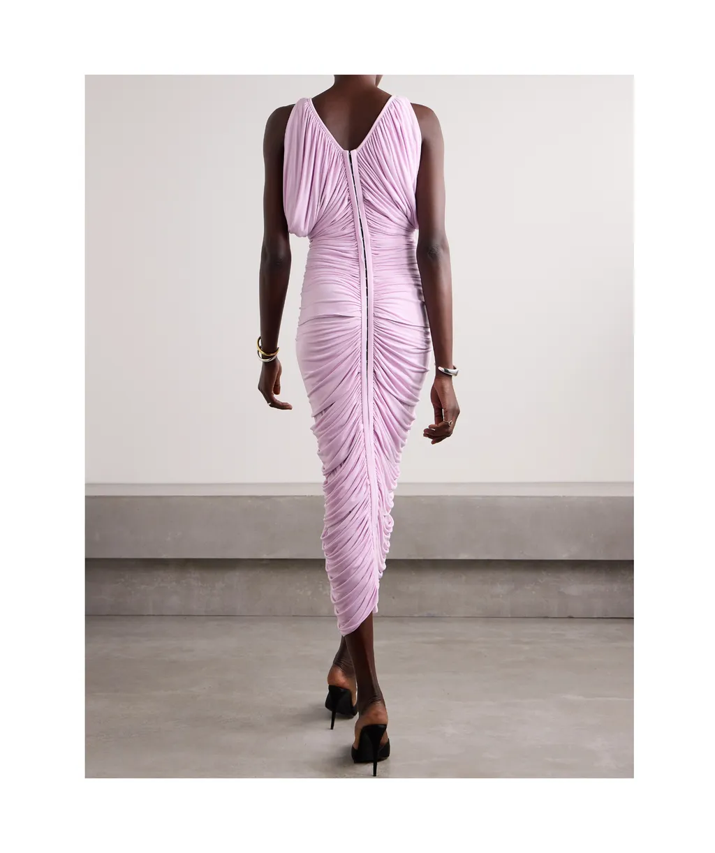 Magda Butrym Ruched V Neck Midi Dress