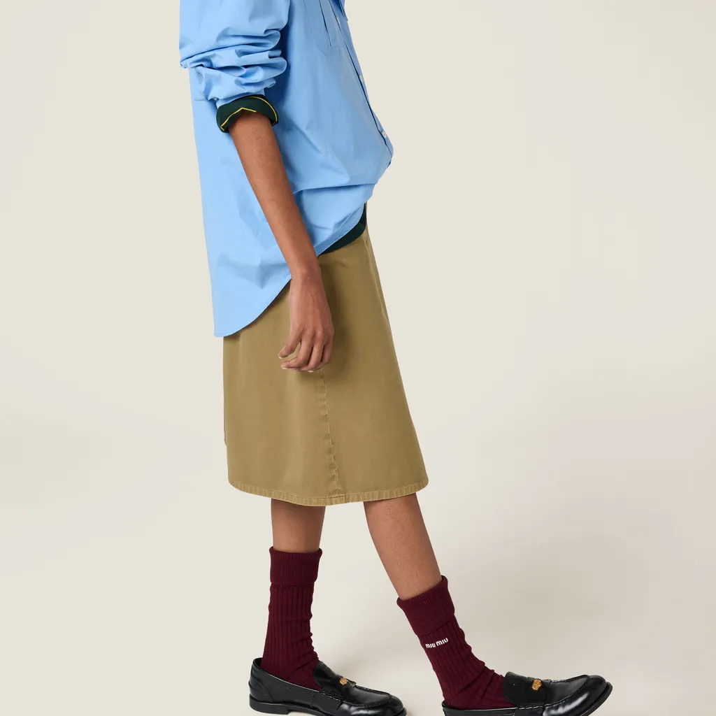 Miu Miu Scarf-Detailed Button-Up Poplin Shirt