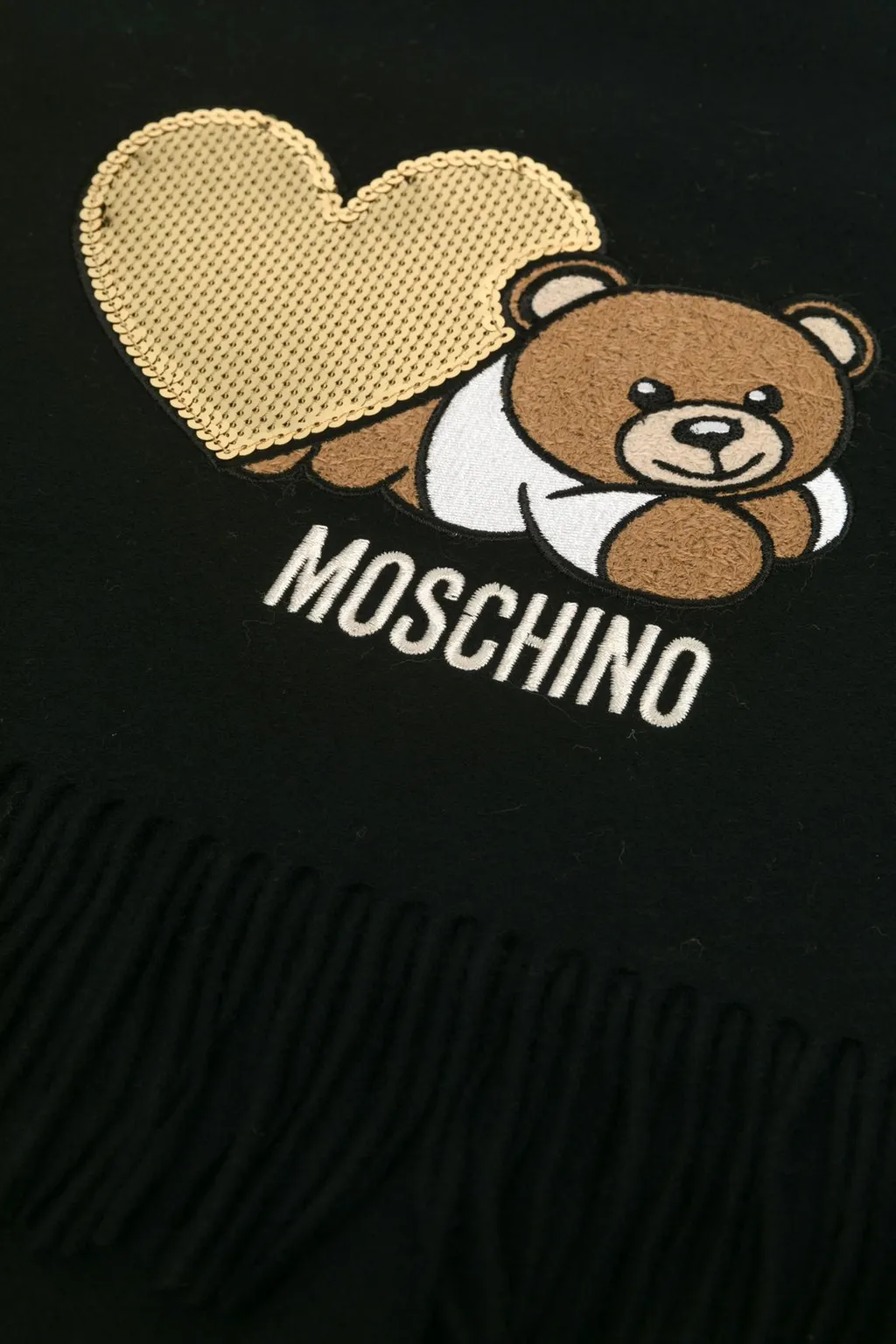 Teddy Bear-Embroidered Scarf