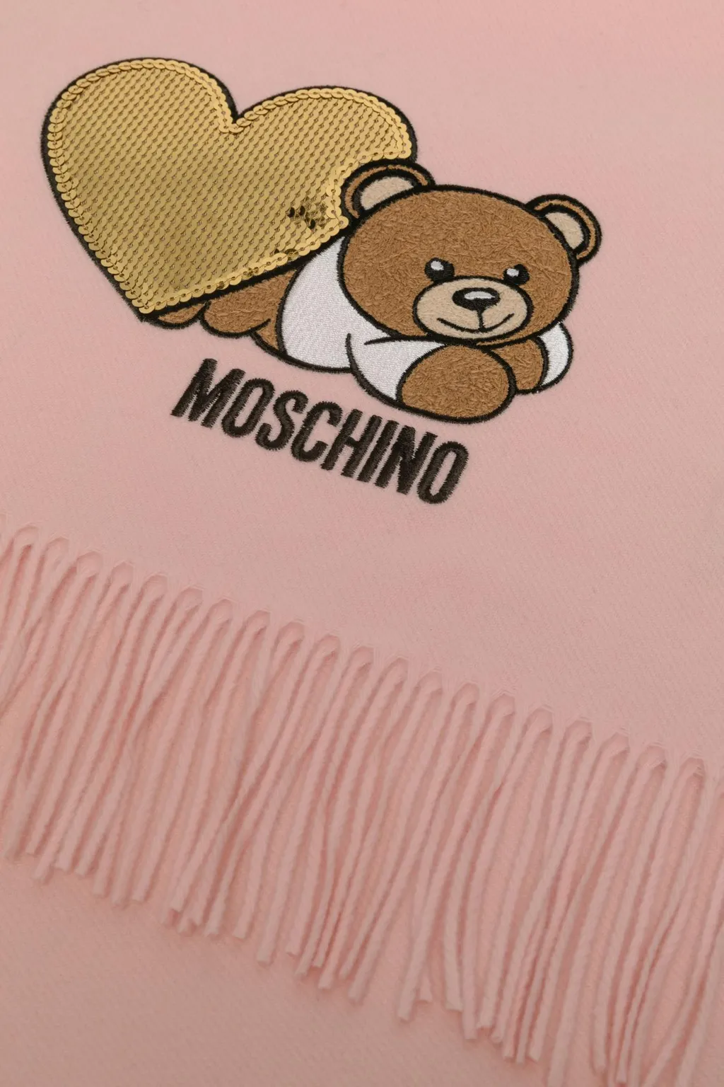 Teddy Bear-Embroidered Scarf