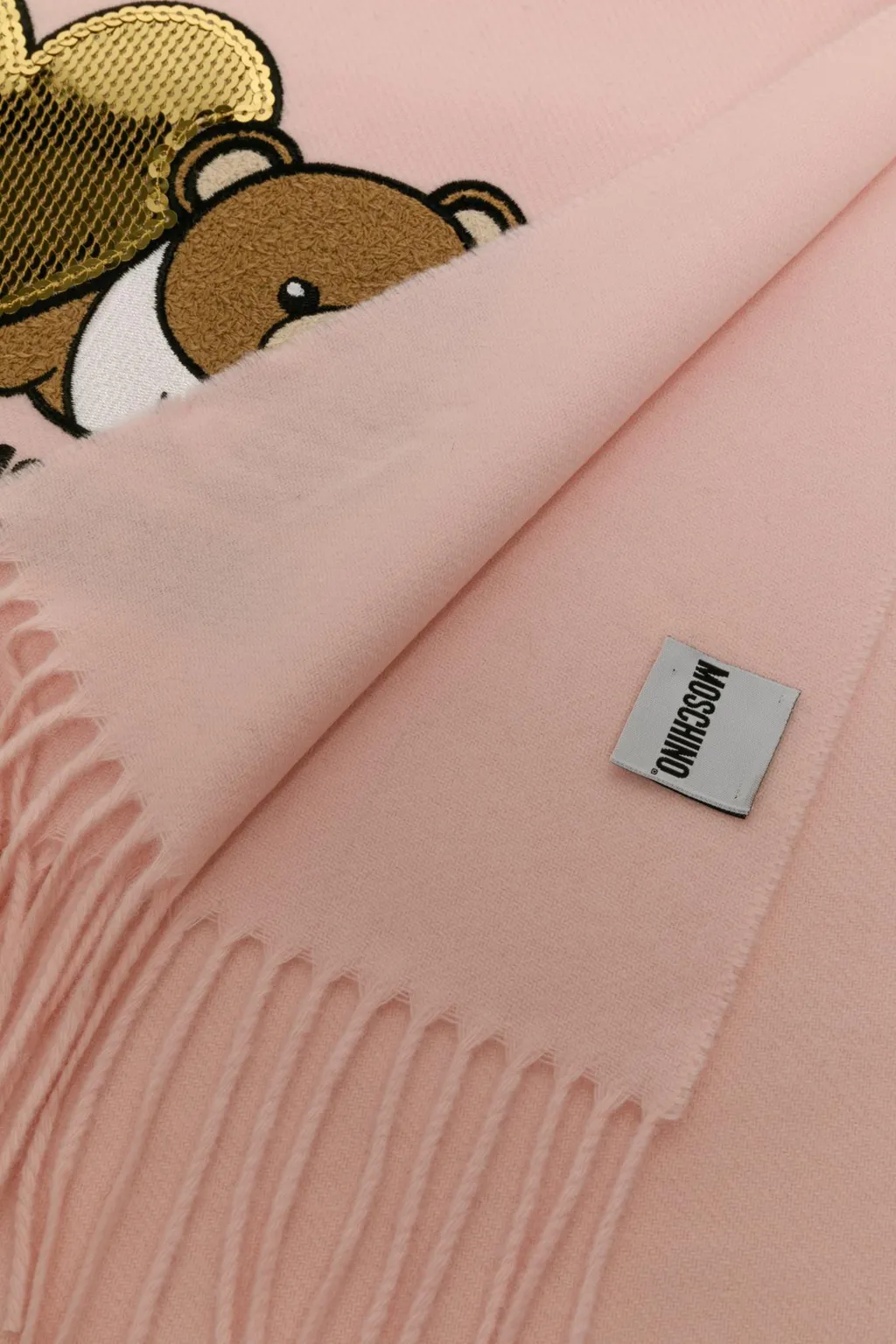 Teddy Bear-Embroidered Scarf