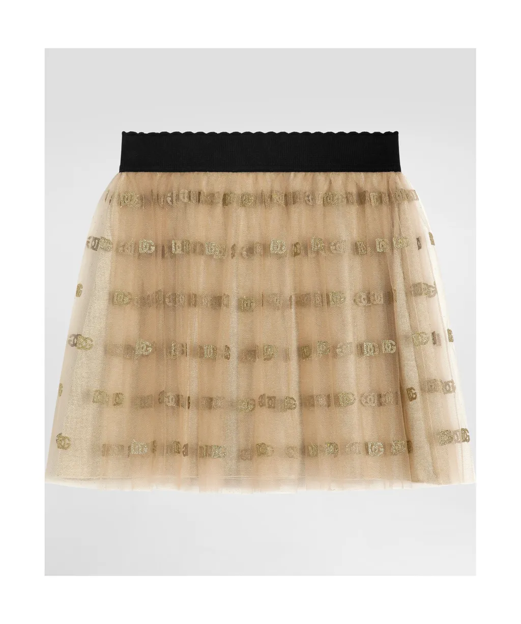 Dolce & Gabbana Kids Logo Printed Tulle Skirt