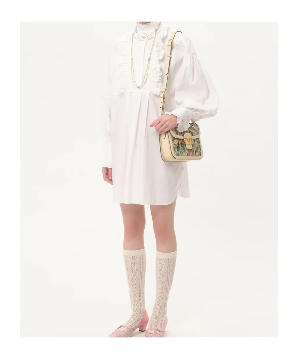 Valentino Ruffled Long-Sleeved Mini Dress