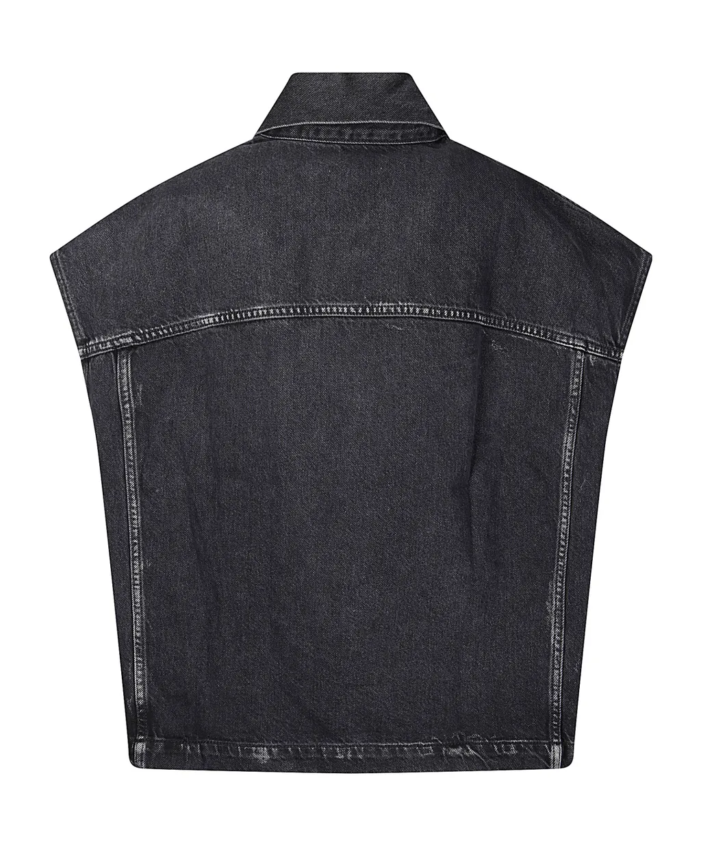 Single-Breasted Denim Vest