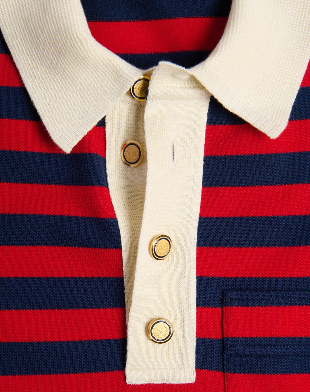 Valentino Striped Button Detailed Polo Shirt
