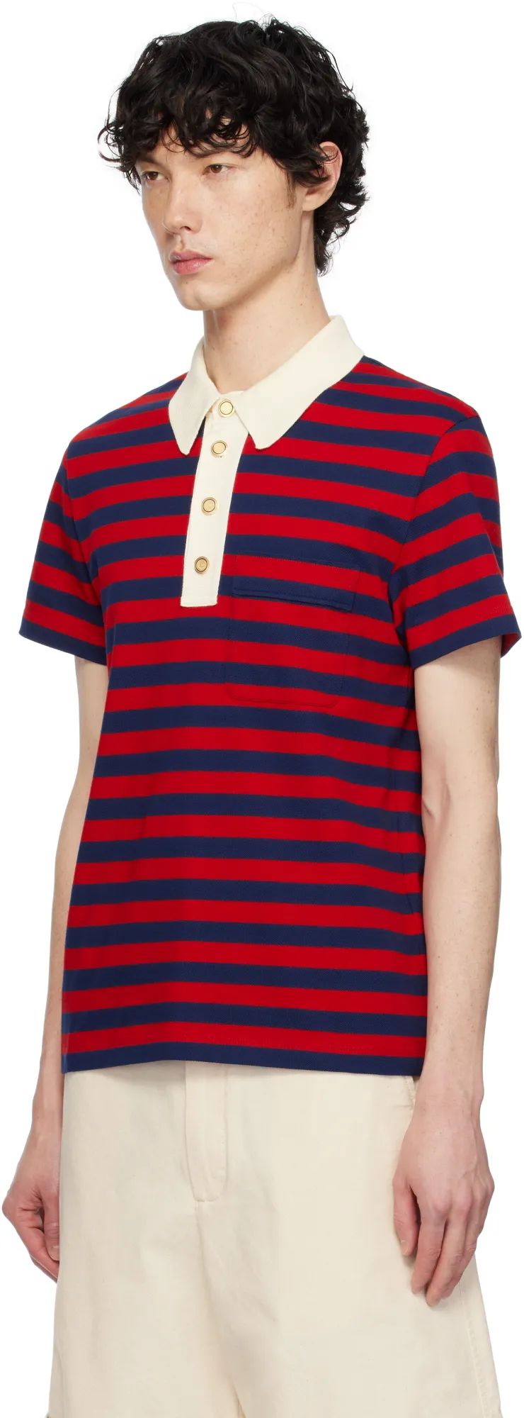 Valentino Striped Button Detailed Polo Shirt