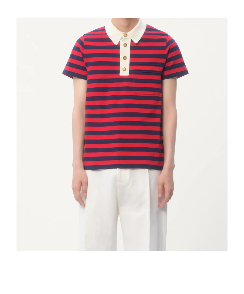 Valentino Striped Button Detailed Polo Shirt