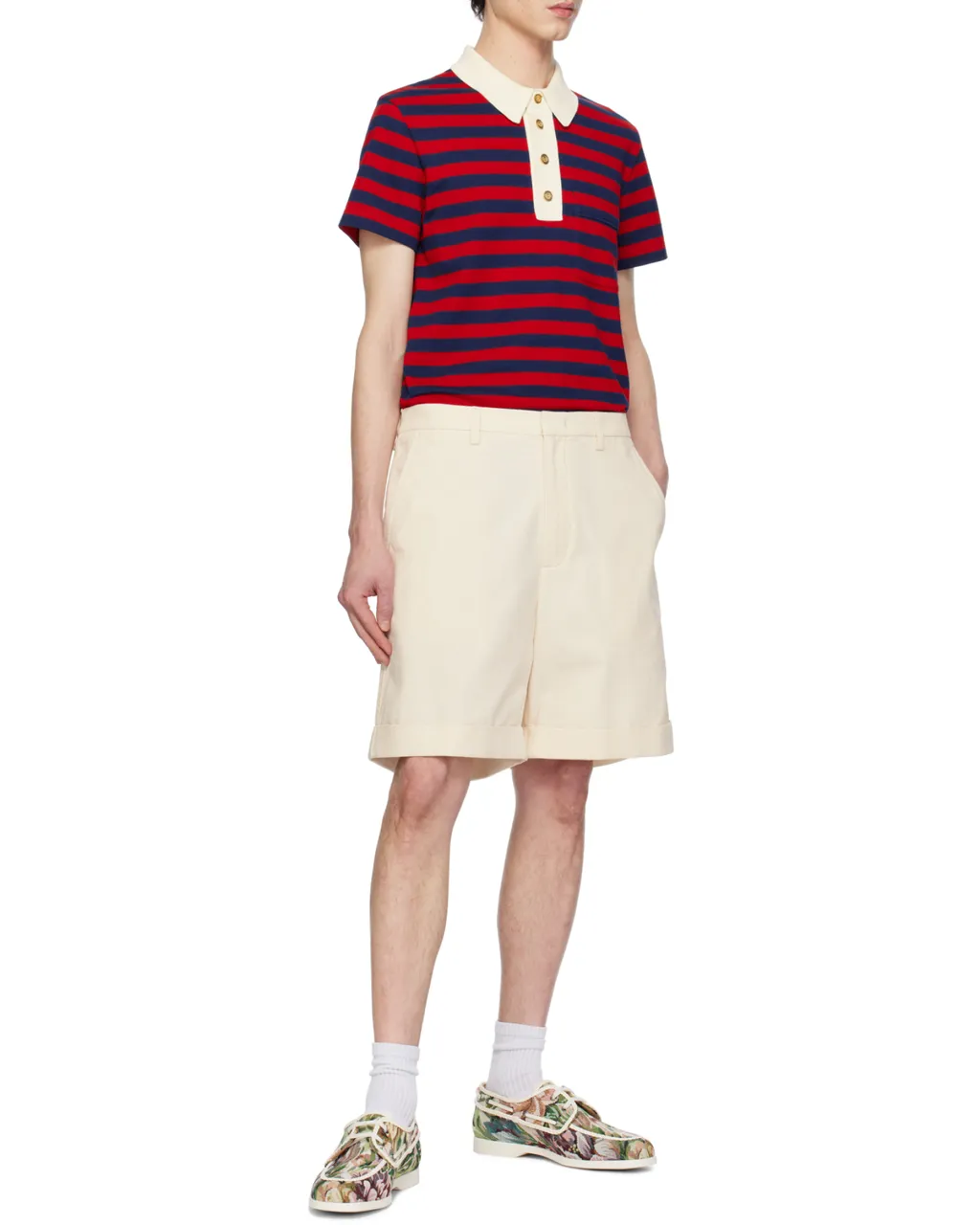 Valentino Striped Button Detailed Polo Shirt