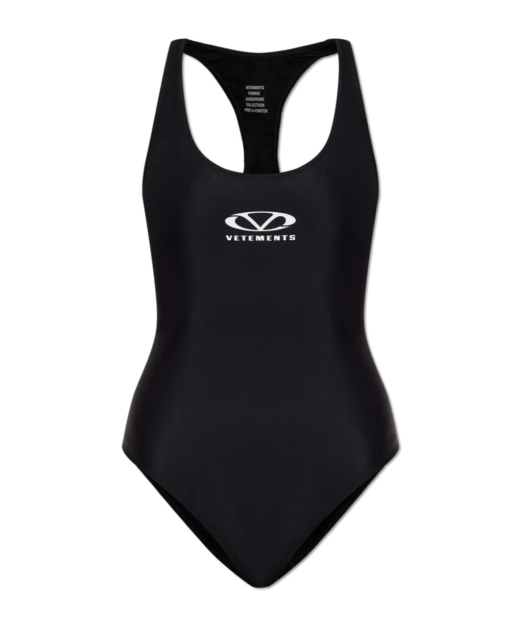 Vetements Racerback Logo Printed One-Piece Swimsuit
