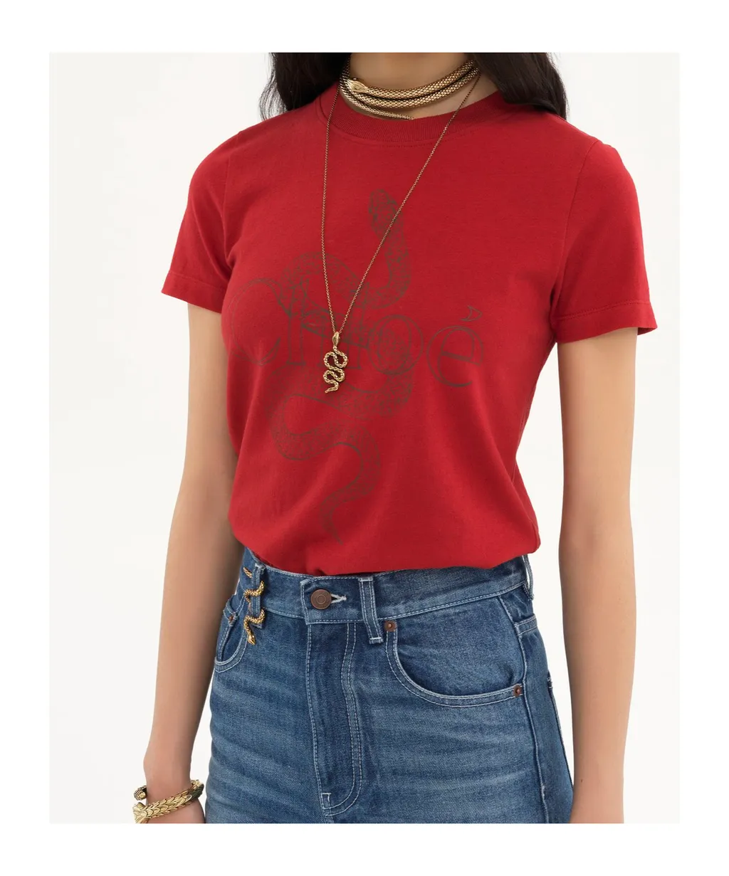 Chloé Snake Printed Crewneck T-Shirt
