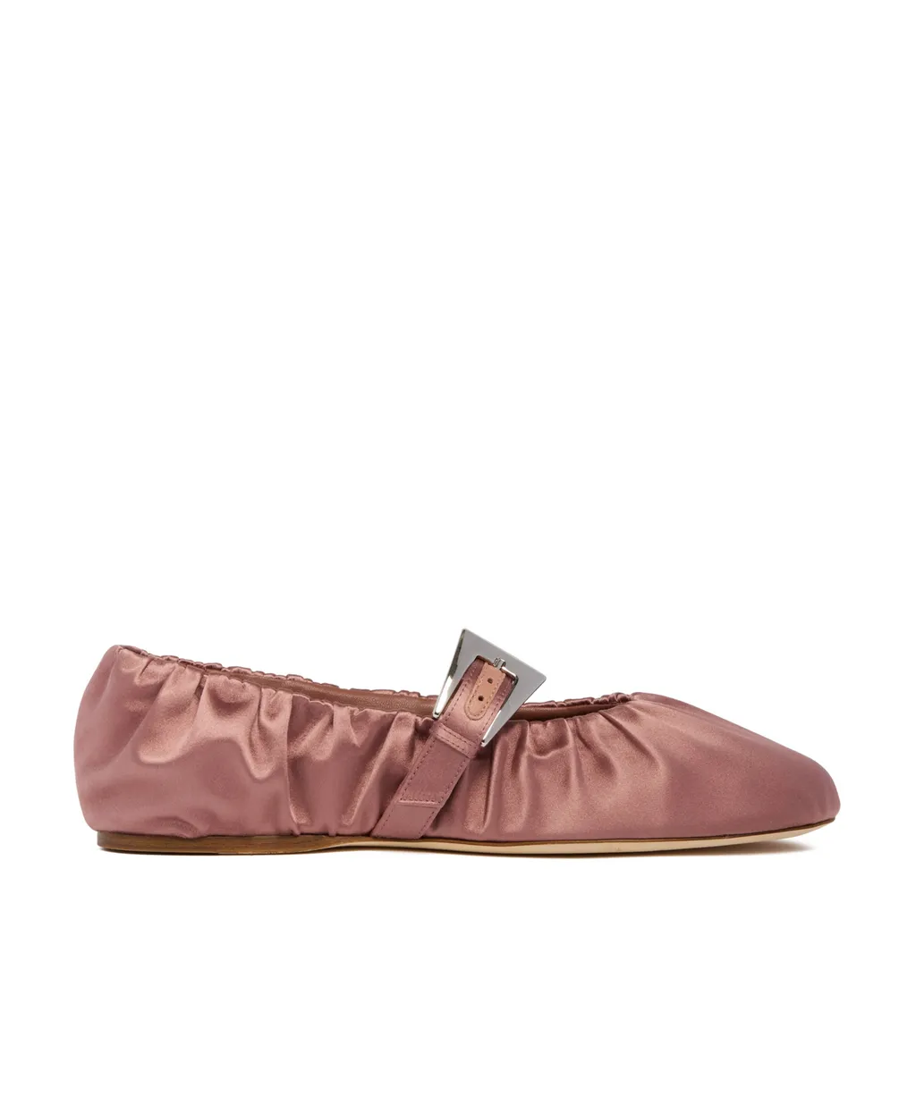 Paris Texas Sveva Plisse Buckle Ballet Flats
