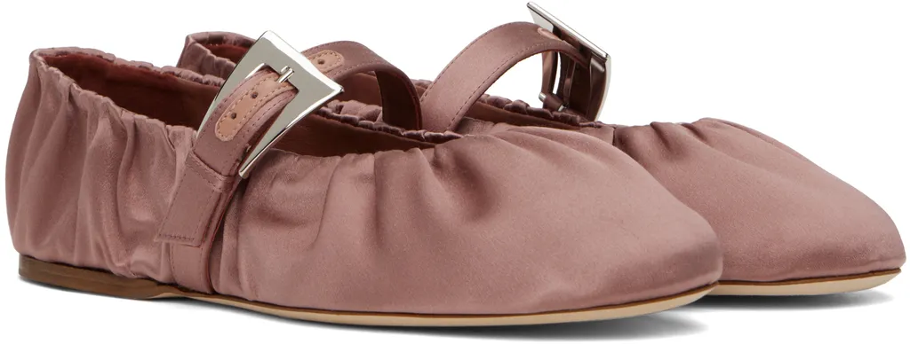 Paris Texas Sveva Plisse Buckle Ballet Flats