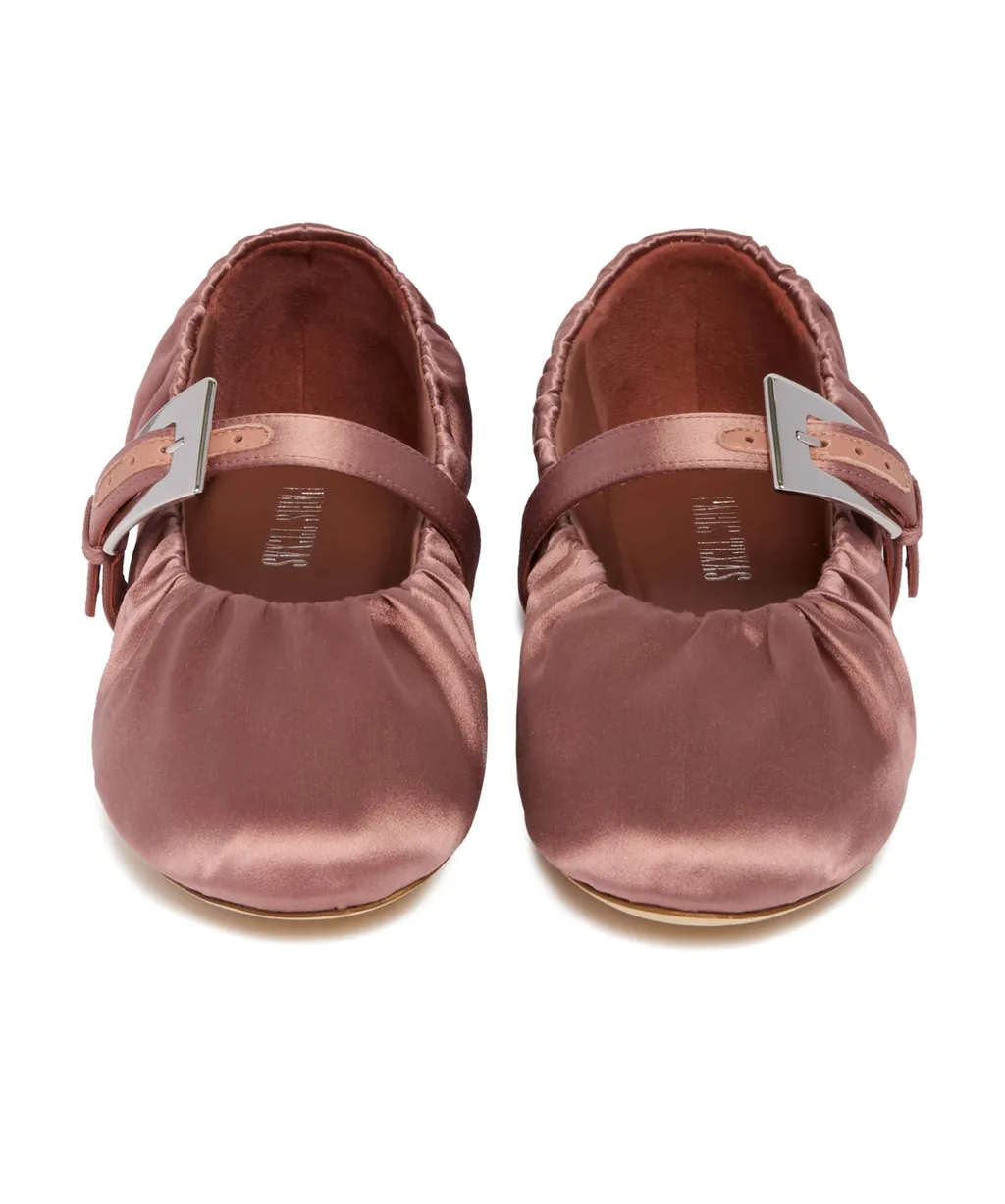 Paris Texas Sveva Plisse Buckle Ballet Flats