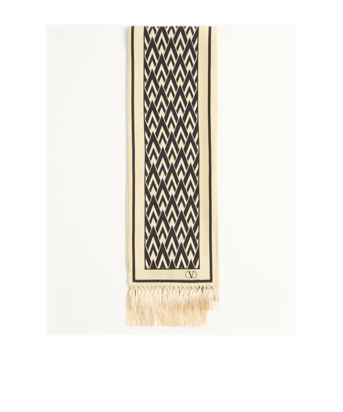 Valentino Toute La V Fringed Edge Scarf