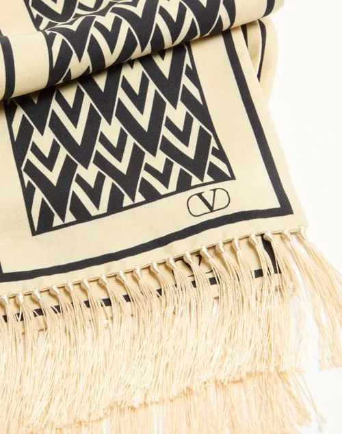 Valentino Toute La V Fringed Edge Scarf