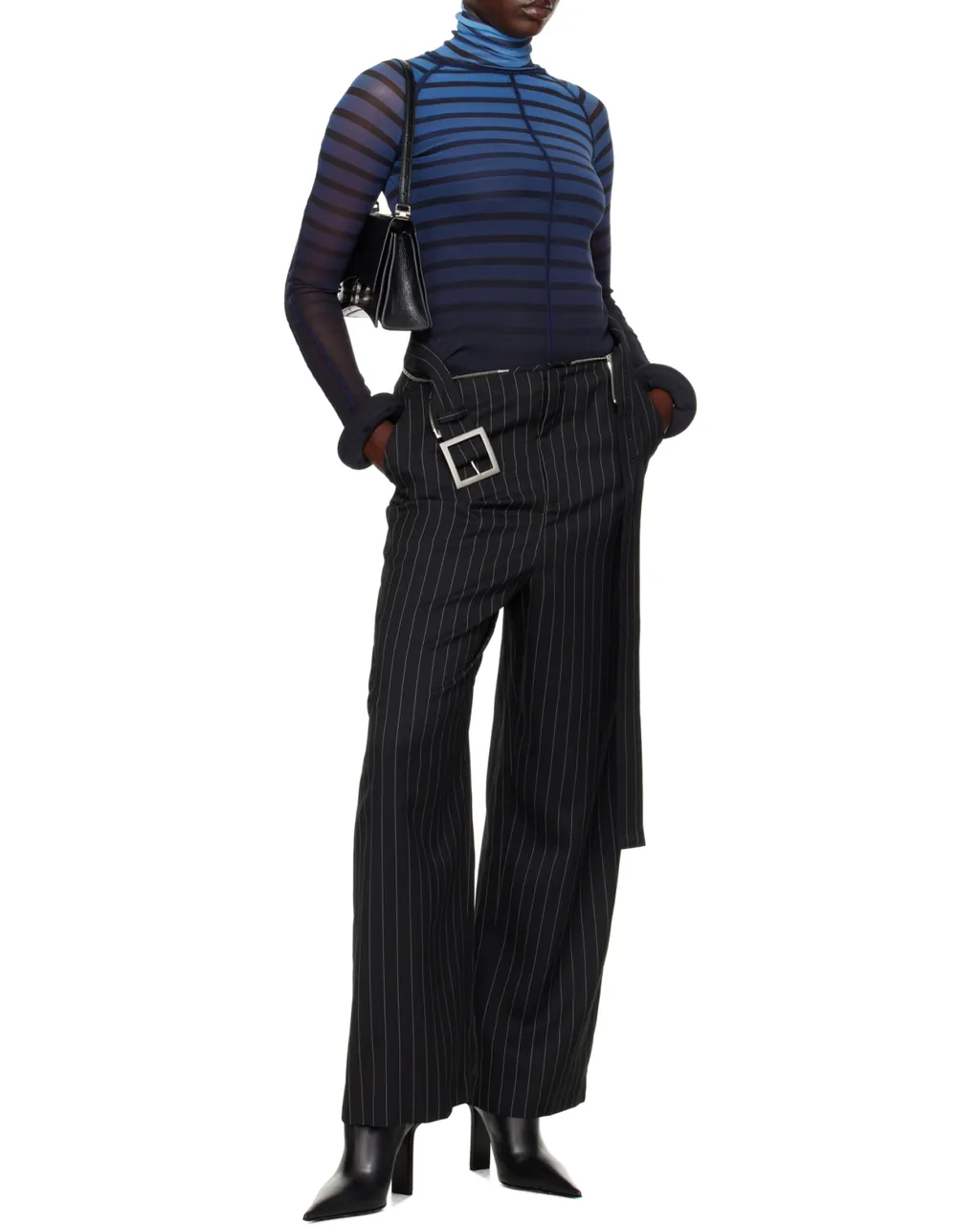 Black & Blue Top The 3D Striped