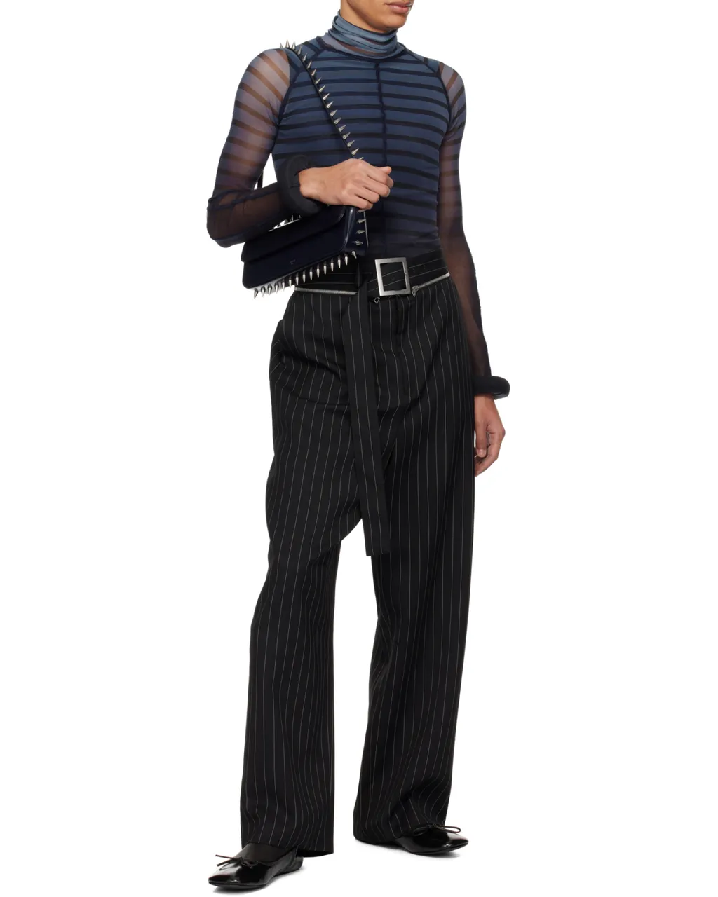 Black & Blue Top The 3D Striped