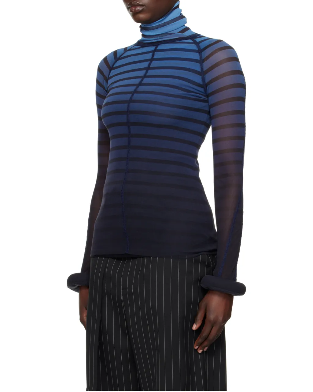 Black & Blue Top The 3D Striped