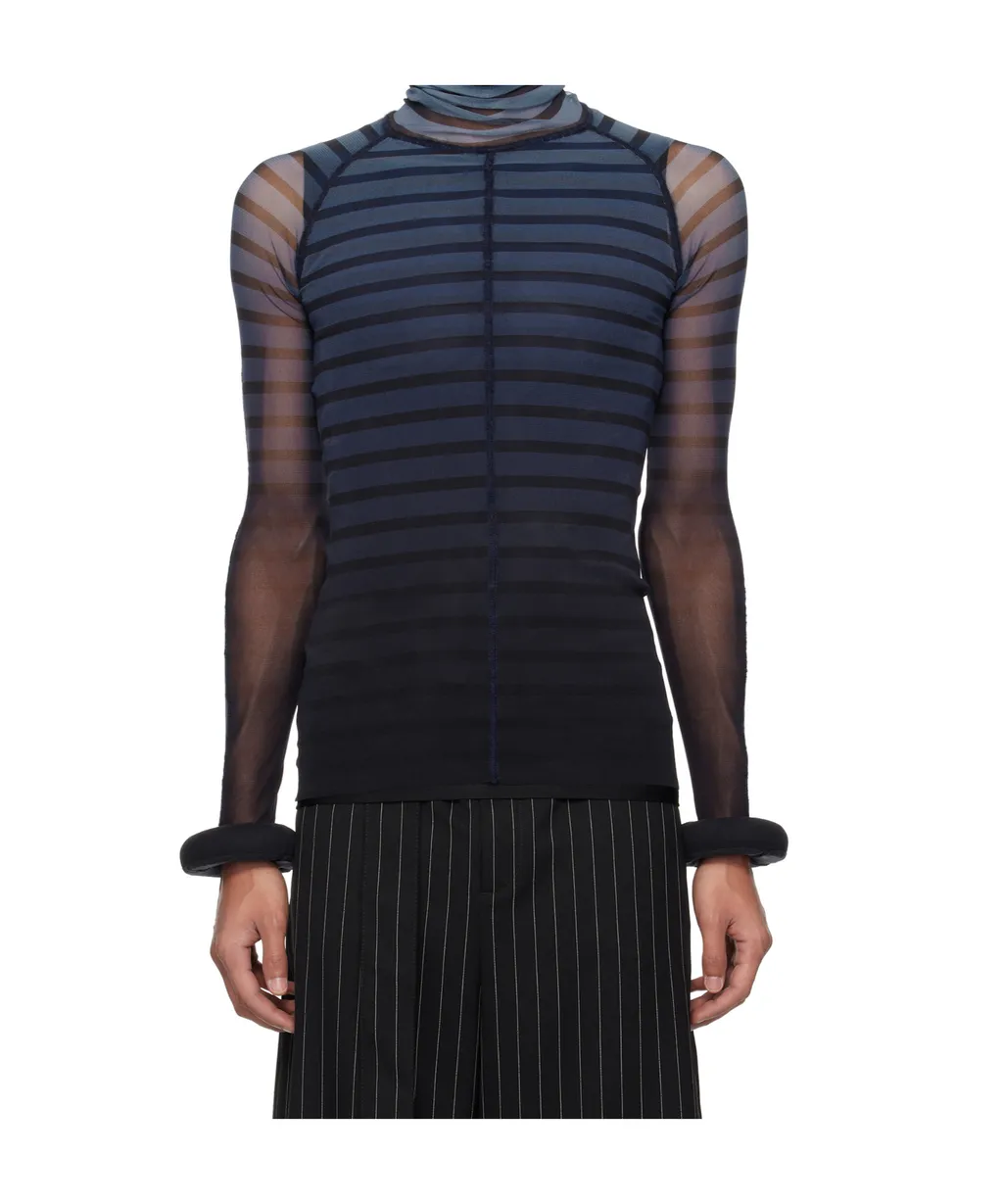 Black & Blue Top The 3D Striped