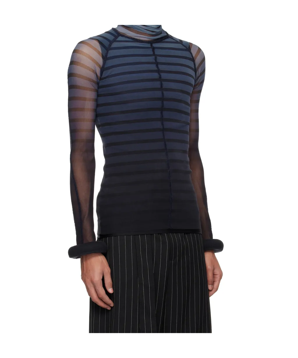 Black & Blue Top The 3D Striped