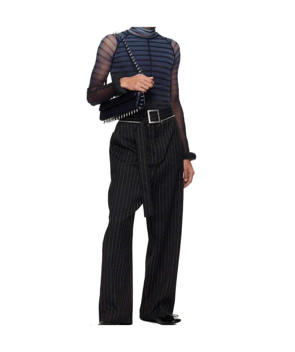 Black & Blue Top The 3D Striped