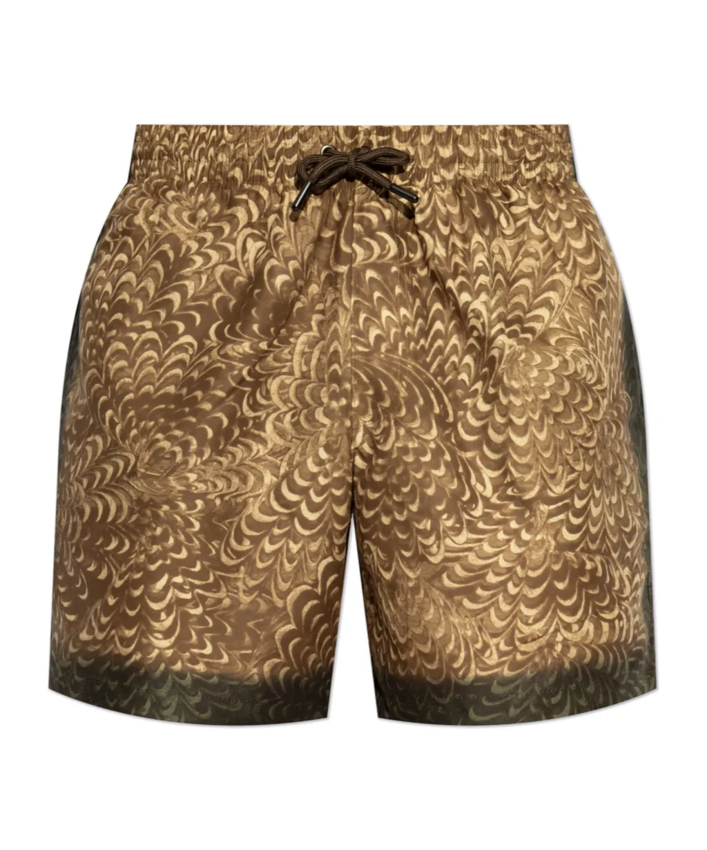 Dries Van Noten Pattern-Printed Drawstring Swim Shorts