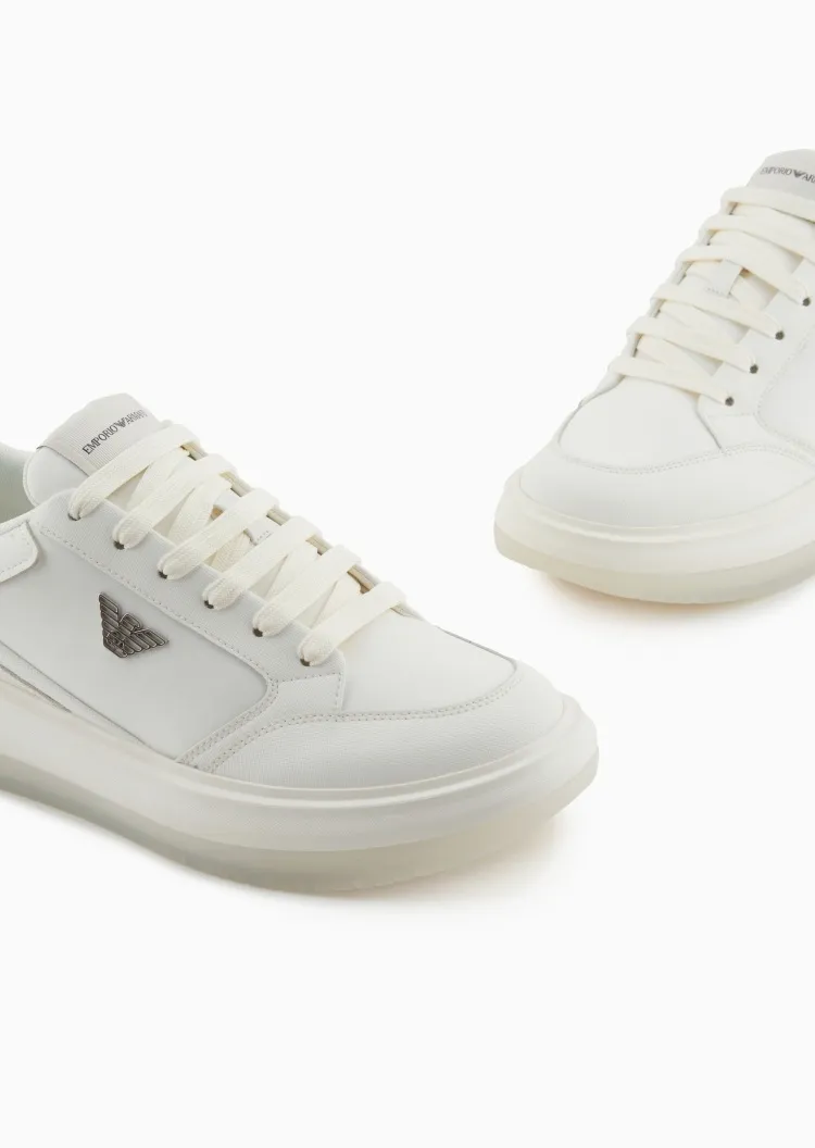 Emporio Armani Round Toe Lace-Up Sneakers