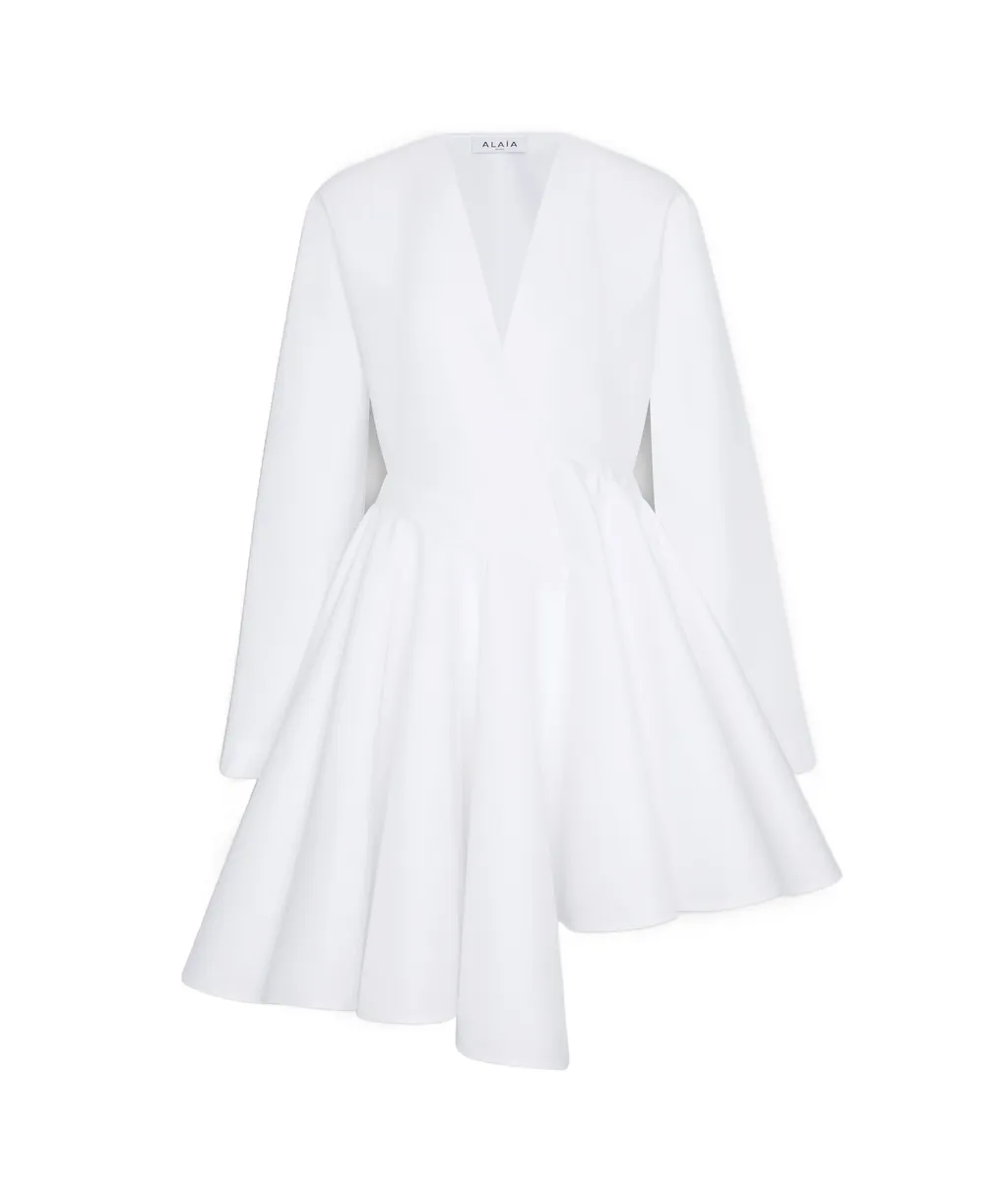 AlaÏA Asymmetrical V-Neck Short Dress