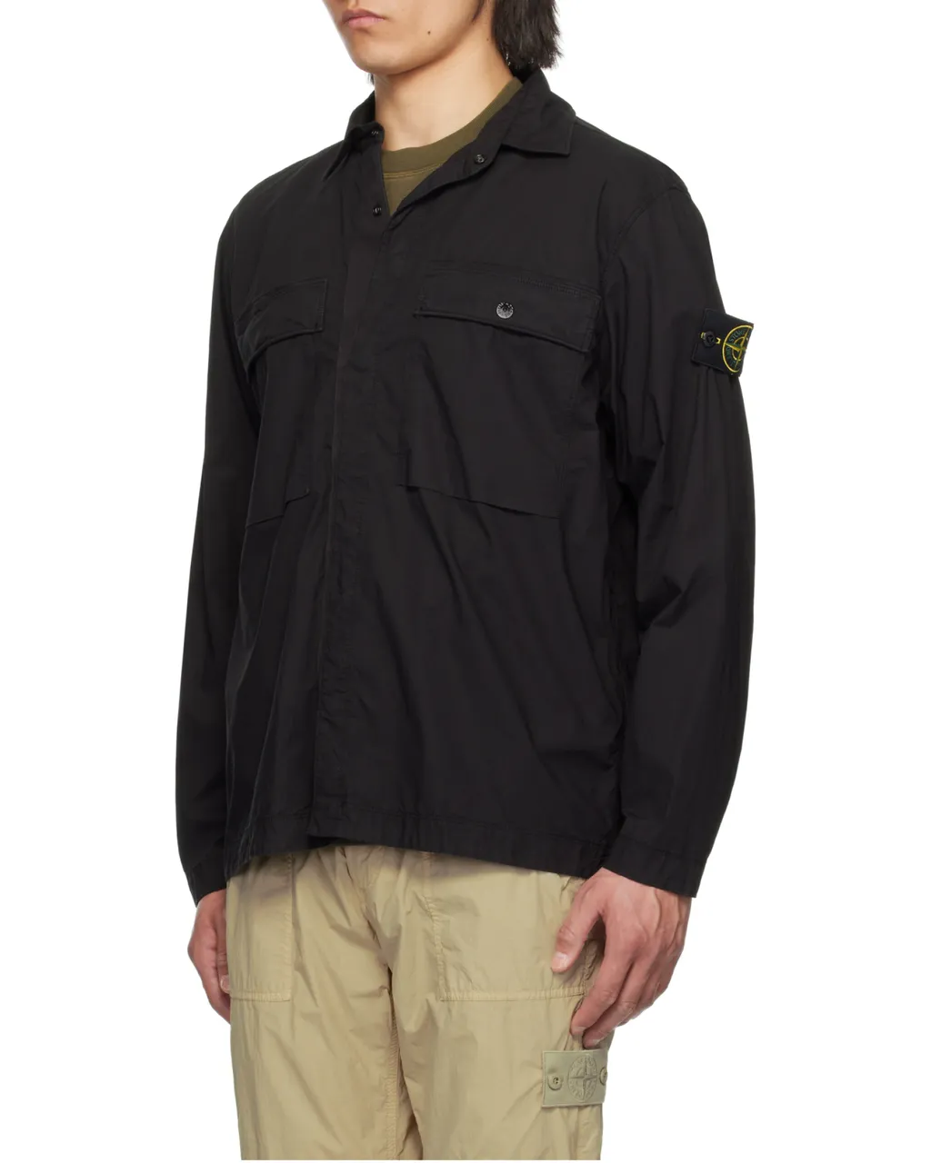Stone Island Logo Patch Long Sleeved Overshirt