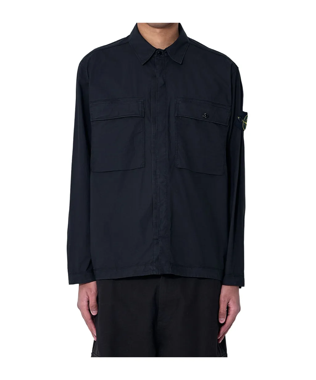 Stone Island Logo Patch Long Sleeved Overshirt
