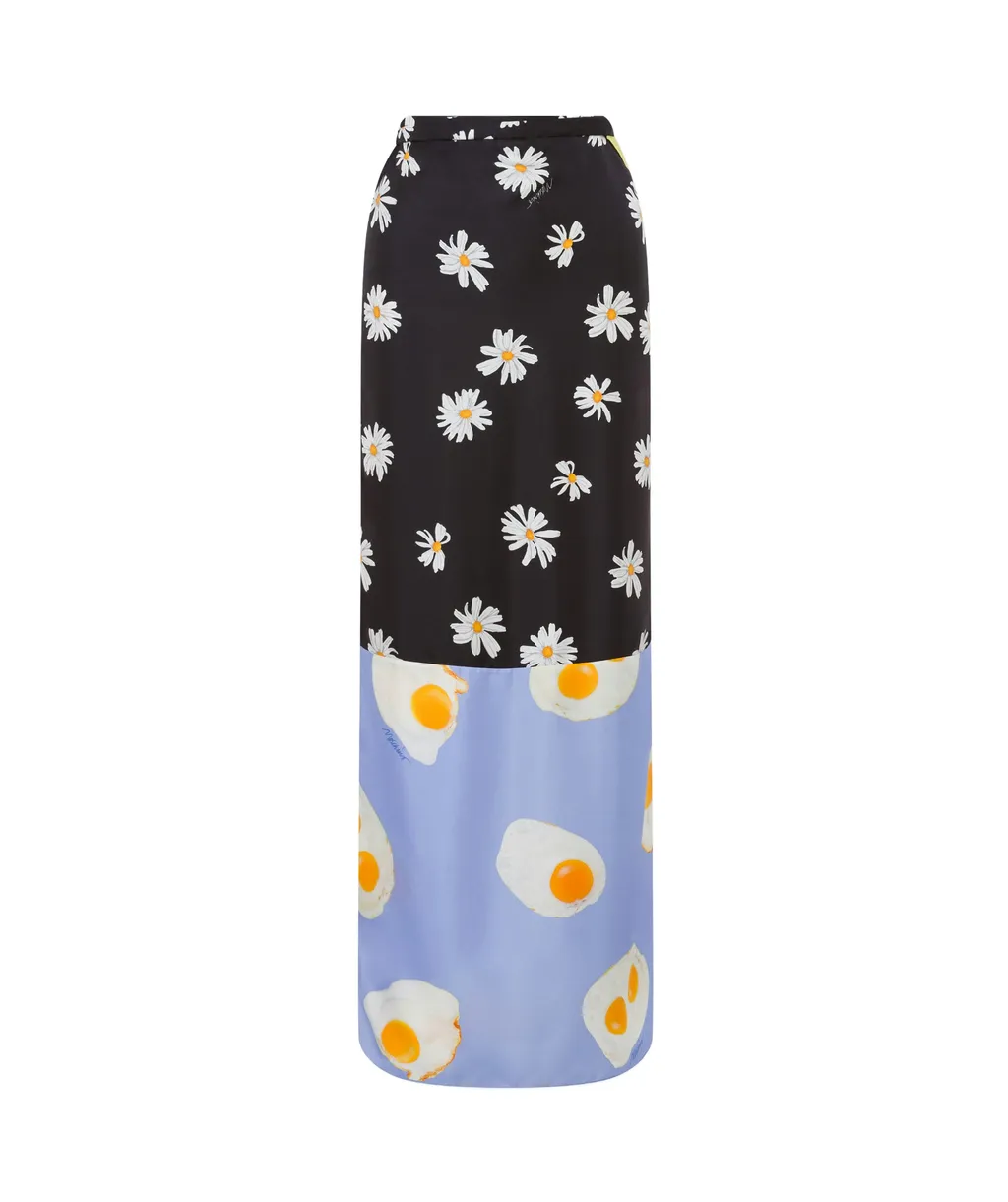 Moschino Long Twill Patchwork Skirt