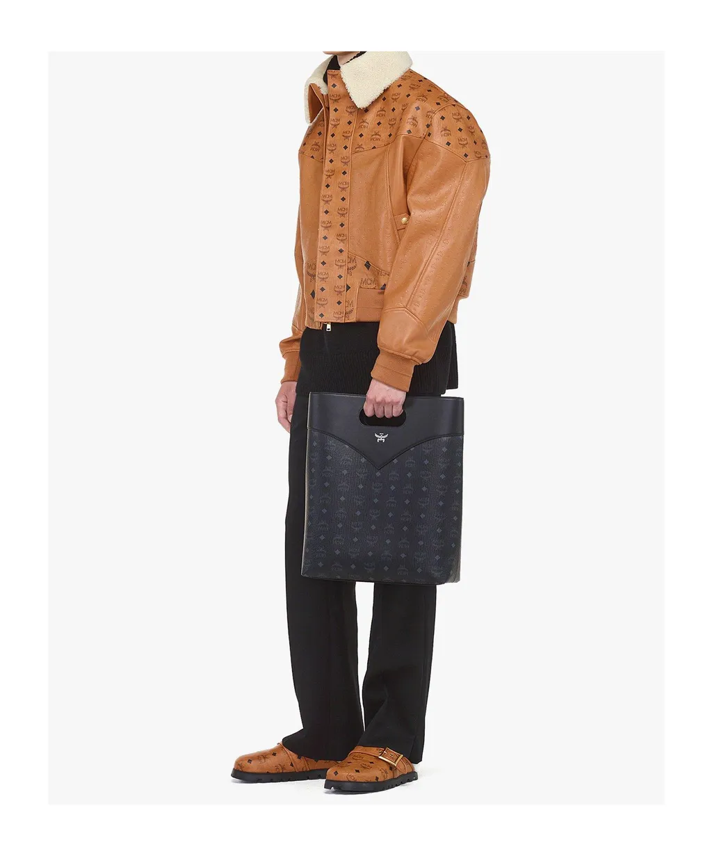 Mcm Logo Printed Shopper Bag