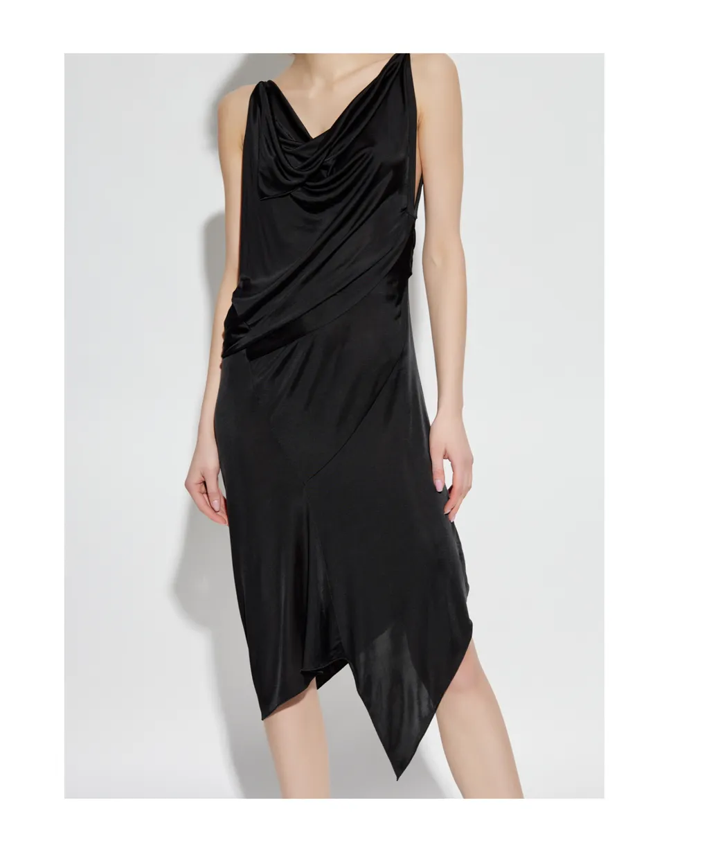 Dsquared2 Cowl-Neck Asymmetric Hem Midi Dress