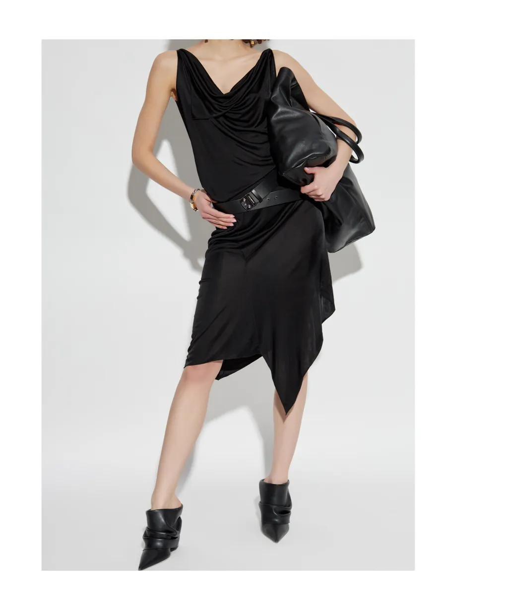 Dsquared2 Cowl-Neck Asymmetric Hem Midi Dress