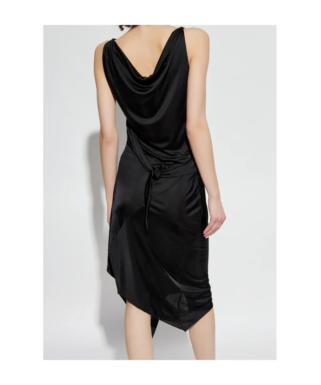 Dsquared2 Cowl-Neck Asymmetric Hem Midi Dress