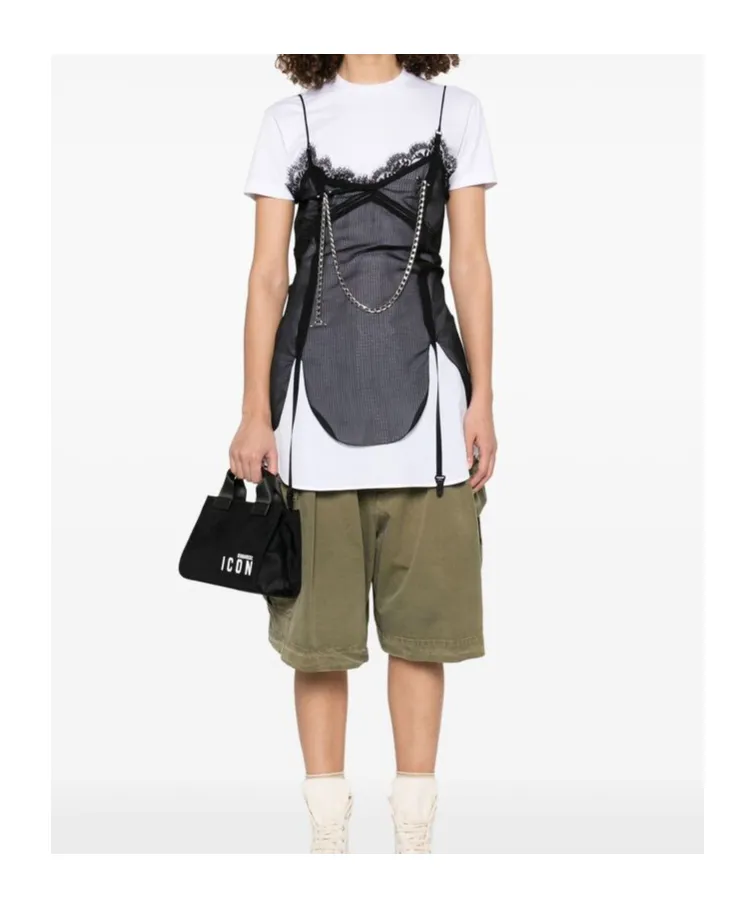 Dsquared2 Pierced Apron Layered Effect Mini Dress