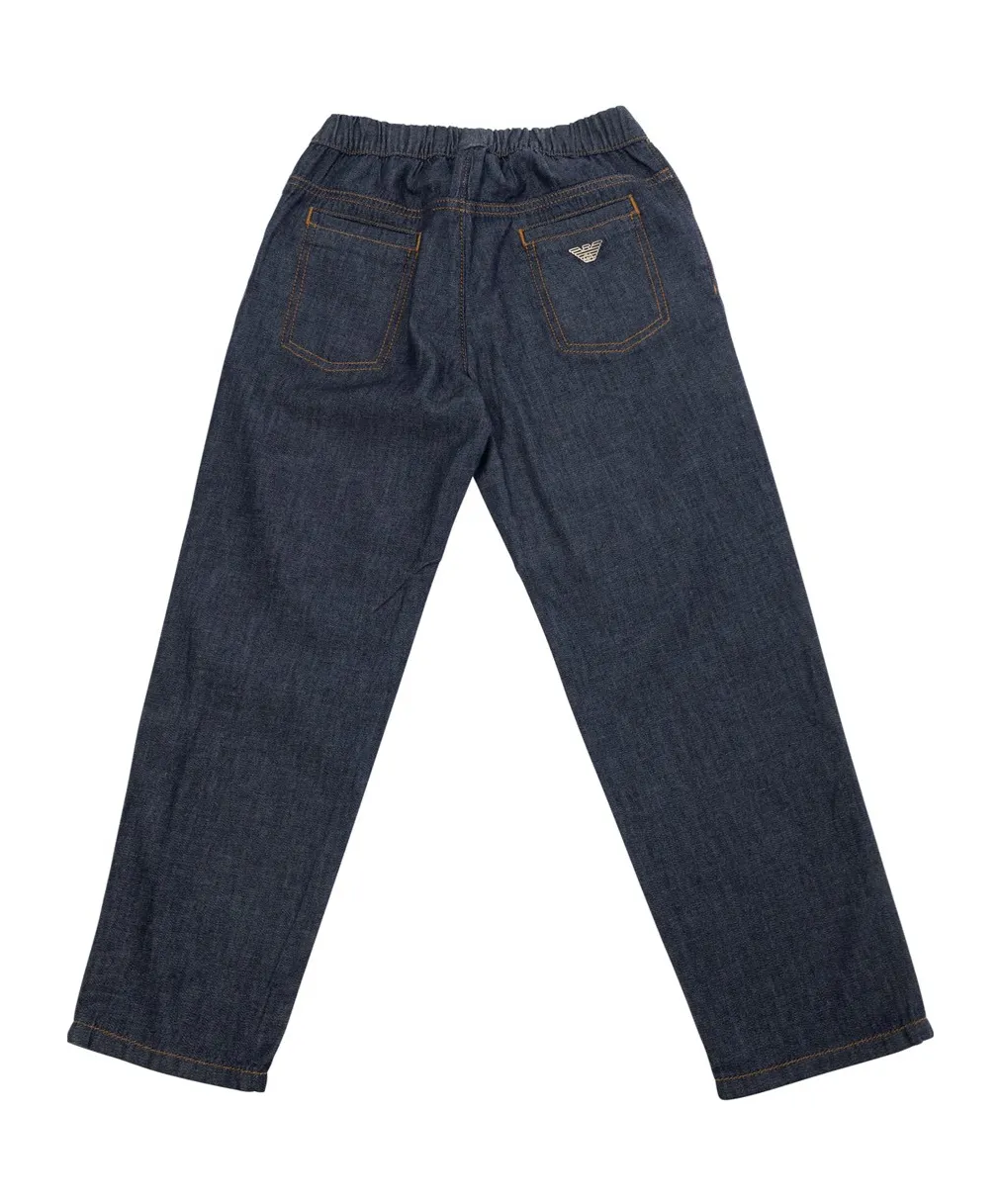 Emporio Armani Kids Logo Detailed Denim Trousers
