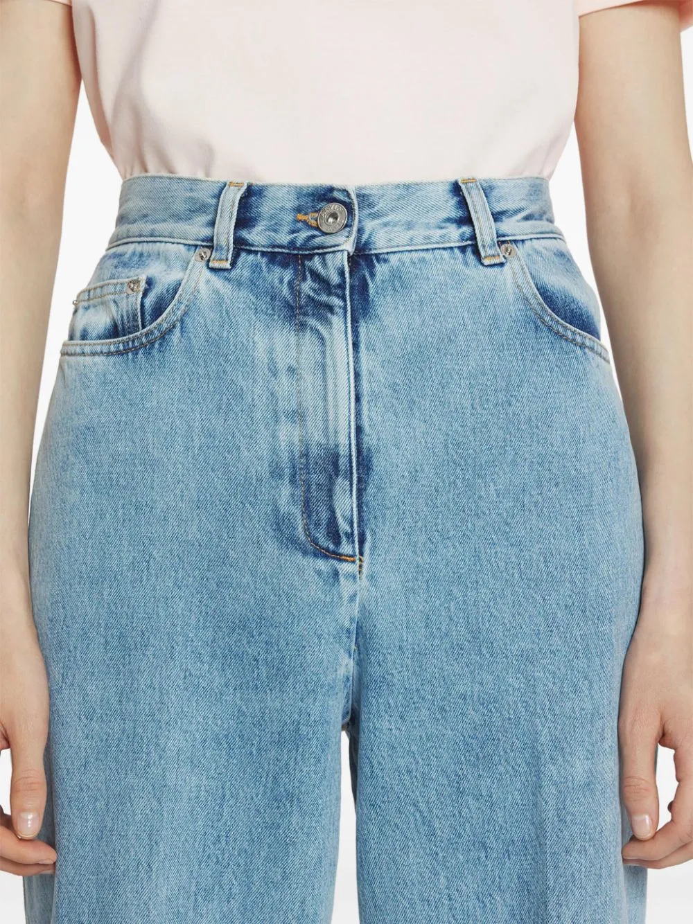 Lanvin Wide-Leg Cuffed Denim Jeans