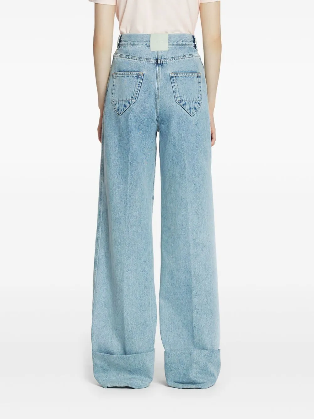 Lanvin Wide-Leg Cuffed Denim Jeans